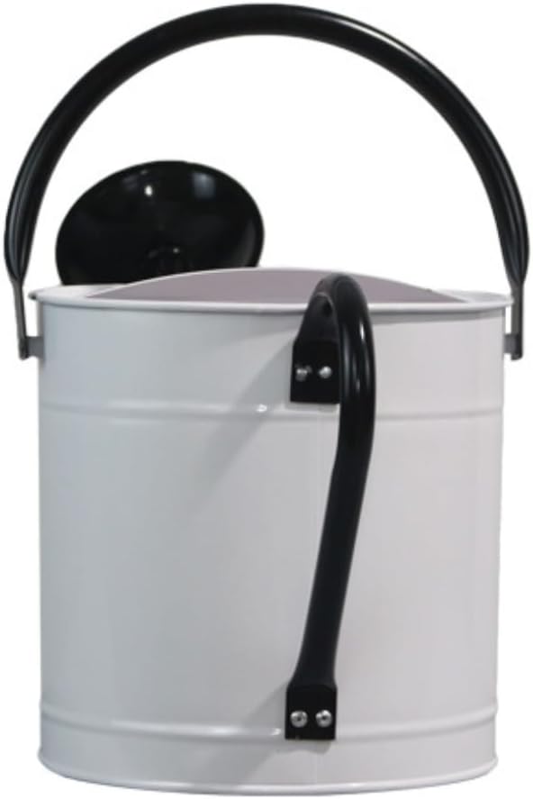 Markson Watering Can with Dual Handles and Removable Spout 1 Gallon Metal White Black