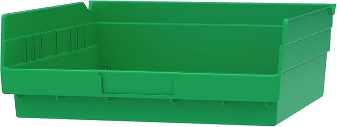 Akro-Mils 30170 Plastic Shelf Bins, Heavy Duty Storage Bins for Garage, Closet, and Drawer Organization, 12" x 11" x 4", Green, 12-Pack