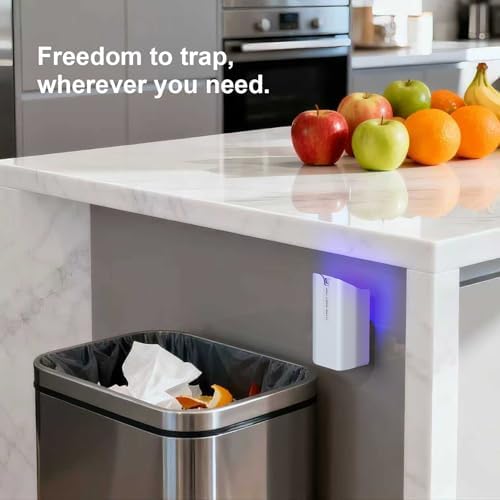 Cordless Fruit Fly Trap for Indoors and Outdoors – 1 Device + 5 Refills Rechargeable Gnat Traps for House Indoor with Replaceable Glue Boards, Safe & Odor-Free Sticky Hanging Fly Traps