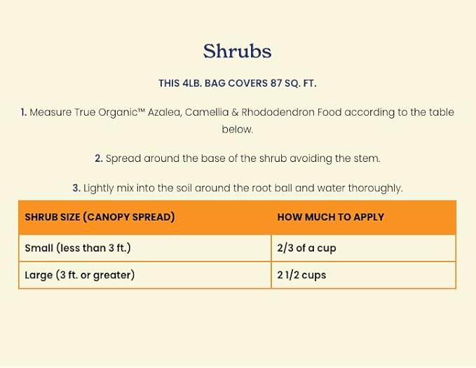 True Organic Azalea, Camellia & Rhododendron Food – Organic Fertilizer for Low-pH Plants – 4lb Bag