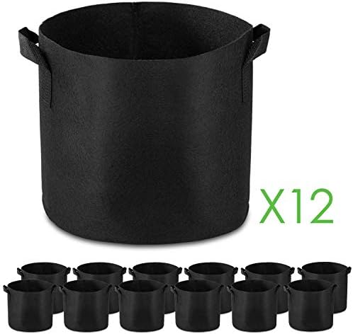 12-Pack 25 Gallon Grow Bags Heavy Duty Container Thickened Nonwoven Fabric Plant Pots with Handles