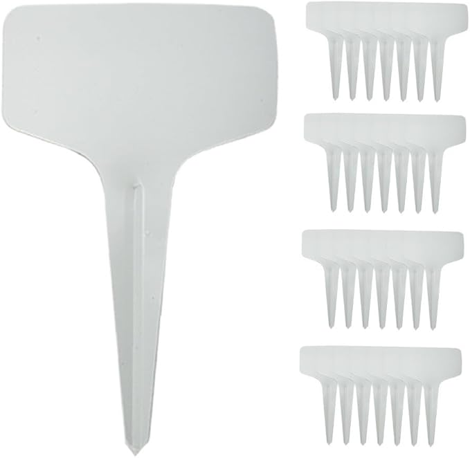 100-Pack Plastic Plant Labels for Gardening, 6 x 10 cm White Garden Tags with Matte Finish for Permanent Marker Writing, Rust-Free & Reusable Plant Classification and Sorting Signs