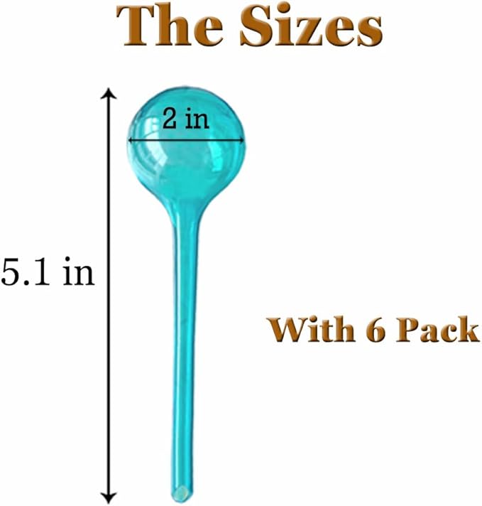 Plant Self Watering Globe, Small 6pcs Plant Watering Stakes Automatic Plant Watering Bulb System Spikes, Flower Automatic Watering Device, Garden Self Waterer for Indoor Outdoor Plant