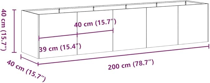 vidaXL Planter y Weathering Steel 78.7"x15.7"x15.7" for Garden Patio Outdoor Space