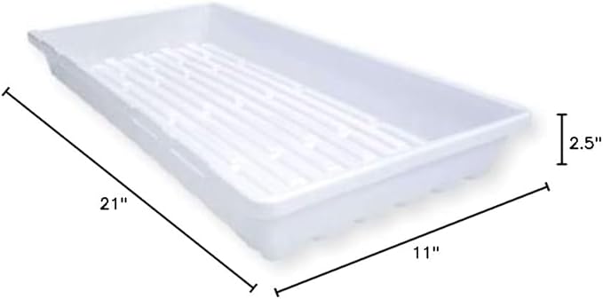 Bootstrap Farmer 1020 Trays White Extra Strength - 5 Pack No Hole - Seed Starter Flats for Fodder, Microgreen, Seedling Propagation Growing