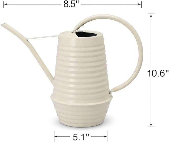 Small Watering Can, Matte Cream White, 34oz., Metal Watering Can with Long Spout, Nice Indoor Water Can, Plant Water Can for Indoor Plants