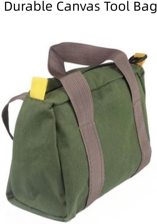 12 Inch Wide Mouth Tool Bag, Heavy Duty Canvas Tool Storage Bag for Men, Large Capacity Tool Tote Bag for Electricians, Power Tool Organizer Pouch