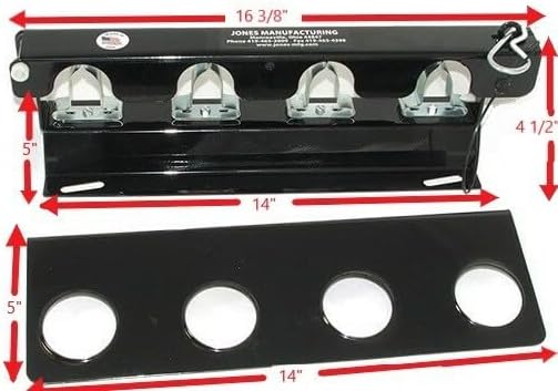 LockJaw Heavy Duty Steel 4 Hole Shovel Holder for Truck Beds - 4 Slot Garden Tool Storage for Long-Handled Tools - Commercial Grade Truck Accessories for Trailers and Garages (1 Clamp & Bracket)D4B