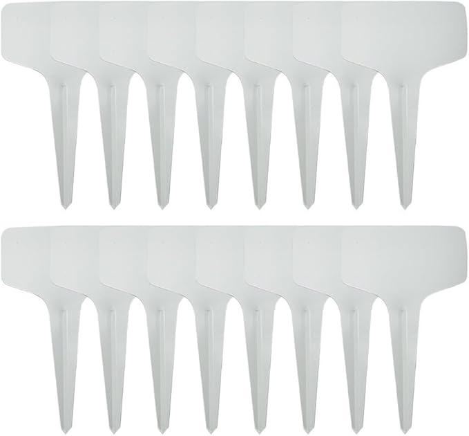 100-Pack Plastic Plant Labels for Gardening, 6 x 10 cm White Garden Tags with Matte Finish for Permanent Marker Writing, Rust-Free & Reusable Plant Classification and Sorting Signs