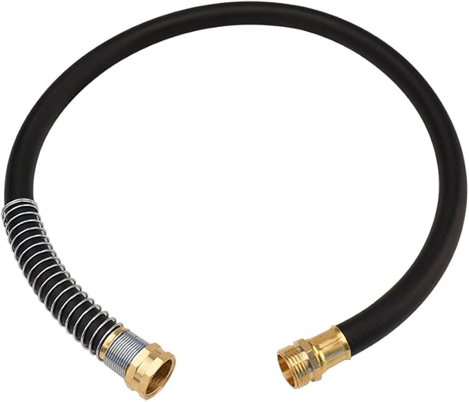 WiseFlow Garden Hose 3FT x 5/8", Heavy Duty Rubber Hose, Water Hose with Five Layered Braiding, Male Female Fittings, 1000PSI Burst, 300PSI Working (Black)