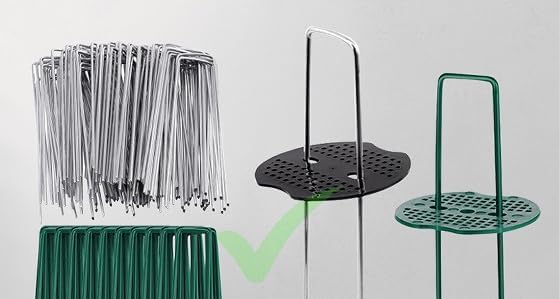 Galvanized Landscape Stakes Heavy Duty - Ground Staples for Weed Barrier, Irrigation, Fencing, Tarp | Anti-Rust Steel Garden Staples U-Shaped (8in-100pcs)