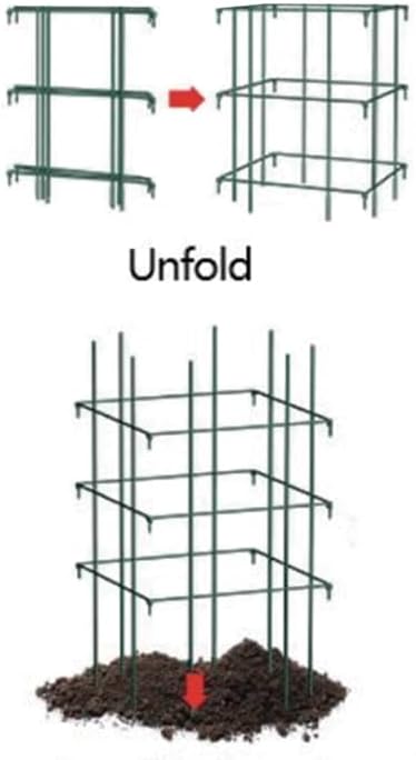 Ferry Morse Plant Cage - Folding Tomato Trellis Cage, Heavy Duty Support, 2 Pack - Steel, 16x16x39.5 in