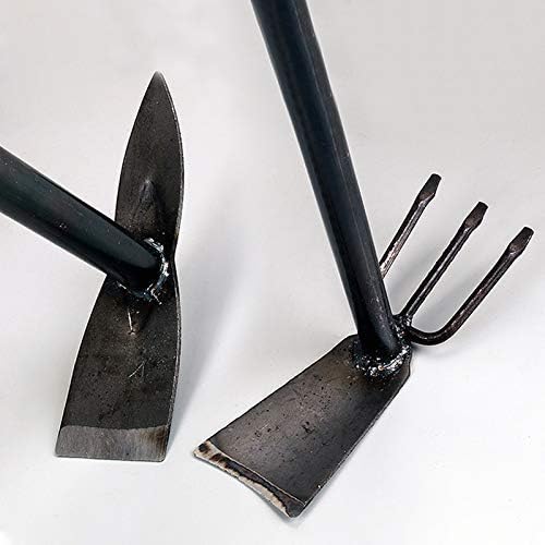 2 Pack Hand Garden Tools Set Hand Hoe and Cultivator Combo Carbon Steel Hand Tiller Hand Digger Pick Mattock Dual Headed Garden Hoes Weeding Tools for Loose Soil Outdoor Lawn