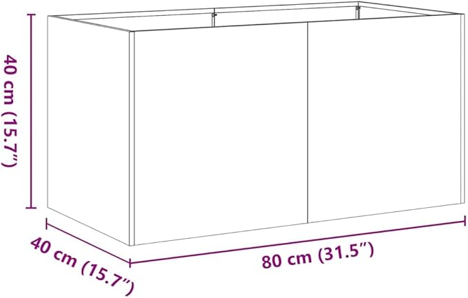 vidaXL Weathering Steel y Planter Box - Large Rectangular Metal for Garden/Patio/Balcony - 31.5" x 15.7" x 15.7" with Drainage