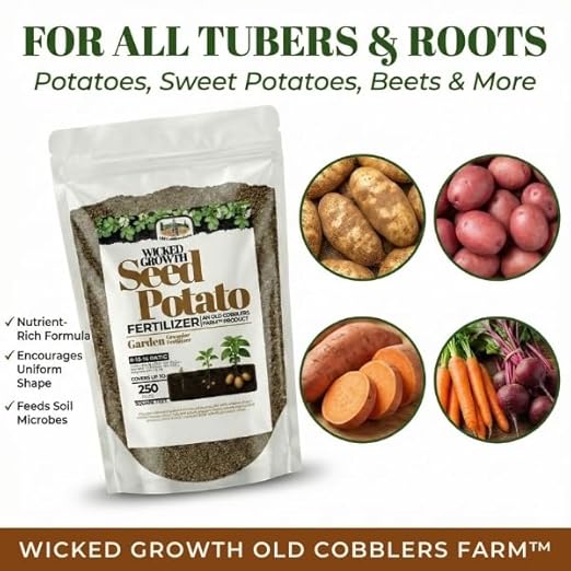 Old Cobblers Farm™ Wicked Growth Seed Potato Fertilizer-Strengthens Roots, Boosts Yields, and Supports Healthy Potato Growth with Eco-Friendly, Slow-Release Nutrients. (5/10/15/20 lbs) (15lbs)