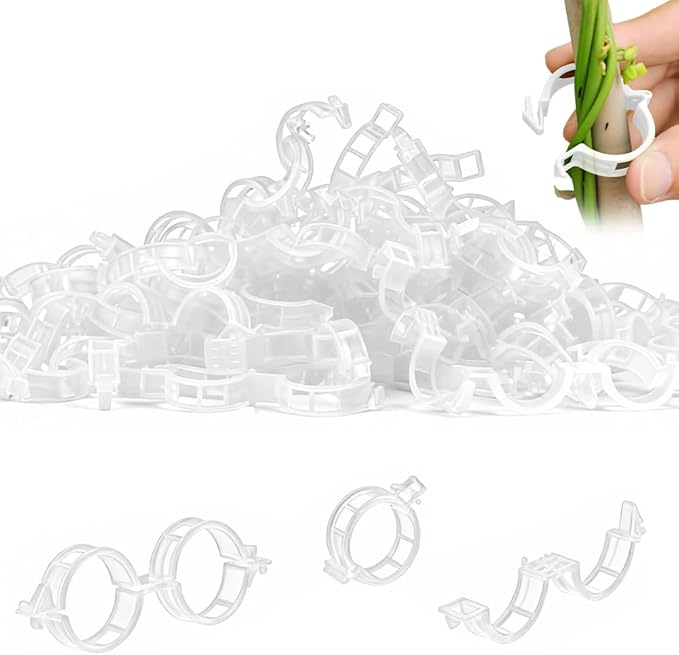 100PCS Plant Support Clips, Plastic Clips for Securing Plants, Plant Fixing Clips for Tomato Vine, Reusable Garden Clips for Climbing Plants, Grape, Vegetable Stems (100, White)