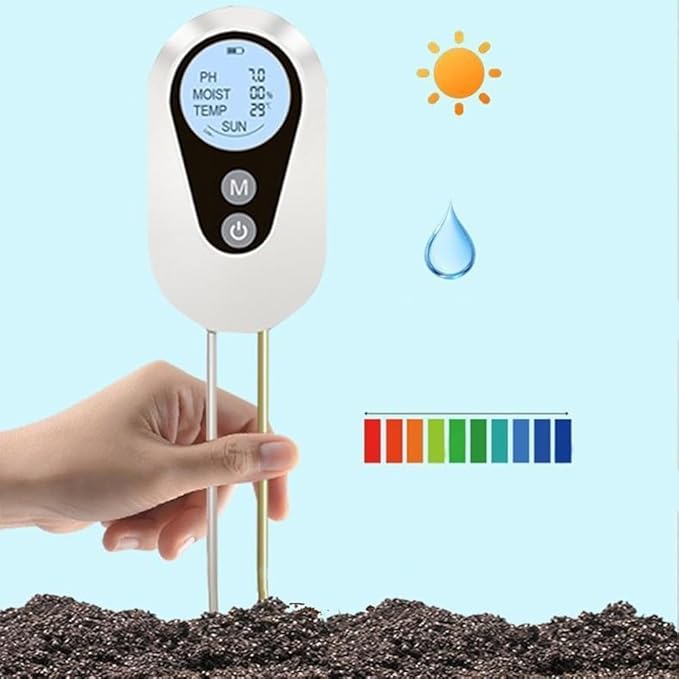 For Garden Lawn and Farm Soil Test Kit 4 in 1 with Soil Moisture Meter PH Meter Temperature and Sunlight Meter