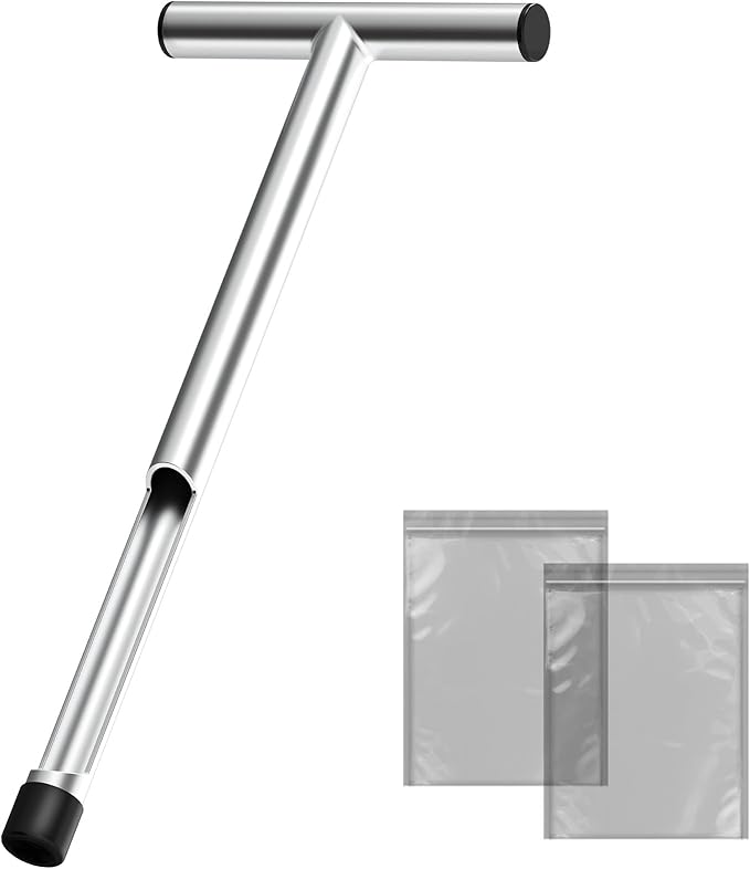 17 Inch Stainless Steel Soil Sampler Probe, Soil Probe for Soil Sampling, T-Style Handle Soil Test Probe, Soil Test Kit for Plant Care, Farm, Lawn Garden