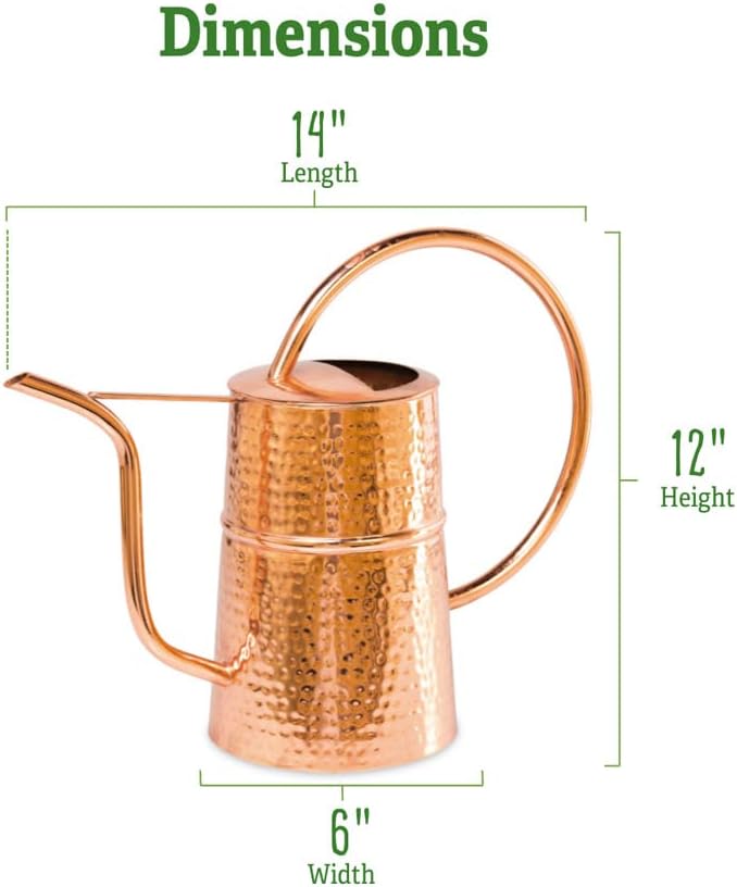 Gardener’s Supply Company Copper Plated Indoor Watering Can | 3 Quart Water Capacity, Decorative Copper-Plated Steel with Easy Pour Curved Spout for Houseplants, Succulents, Seeds, and Herbs