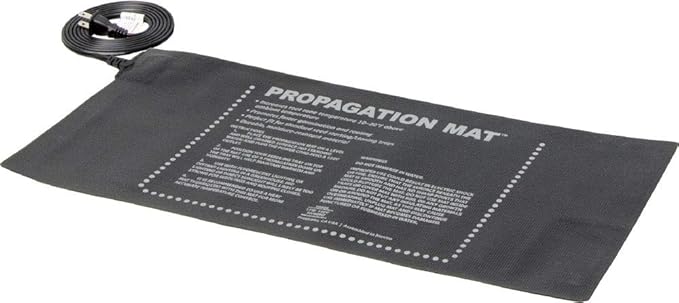 Dirt Genius Hydrofarm, 19006, Measures 8.88" x 19.5" UL Listed Propagation Mat 17 Watt, 8.875" x 19.5", Black