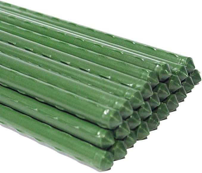 G-LEAF Garden Stakes 4 ft Plastic Coated Steel Tube Sturdy Metal Plant Sticks for Tomato,Cucumber,Bean,Tree,Pack of 25