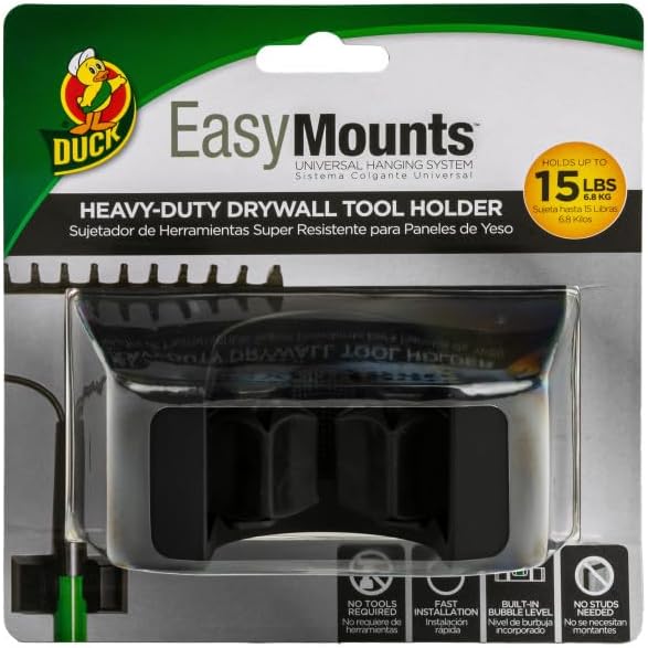 Duck Brand EasyMounts Wall Mounted Tool Organizer - Mop & Broom Holder for Garden, Shed & Garage - 2 Pack
