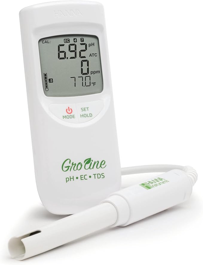 GroLine Hydroponic Waterproof pH/EC/TDS/Temperature Portable Meter