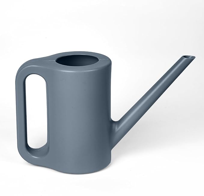 Plastic Watering Can - for Indoor and Outdoor Home Garden Plants - with Long Spout - Grey - 1/4 Gallon