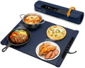 17"x15" Dark Blue Electric Food Warming Silicone Mat - 10 sec Fast & Even Heating Tray - Upto 10 Hrs Timer, 50-100°C Adjustable Temp, Child Lock & Safety Edge - Portable Kitchen Countertop Warmer Pad