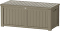 150 Gallon Outdoor Storage Box Patio Deck Box Waterproof, Resin Lockable Outside Large Storage Bin for Pool Cushion Furniture, Garden Tools UV-Resistant, Grey