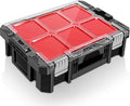 Anyyion Tool Box Organizer, 6 Movable Small Trays,Transparent Cover Plate,Small Component Toolbox, Detachable,Stackable,
