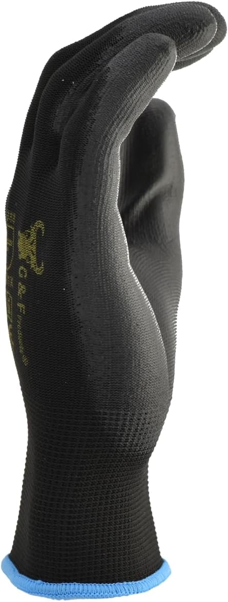 G & F Work Gloves for Men, Lightweight Grip, Polyurethane Coated, Touchscreen Compatible, Flexible & Breathable, Durable Construction, Ideal for Gardening, Mechanics, and General Duty Tasks, 12 Pairs
