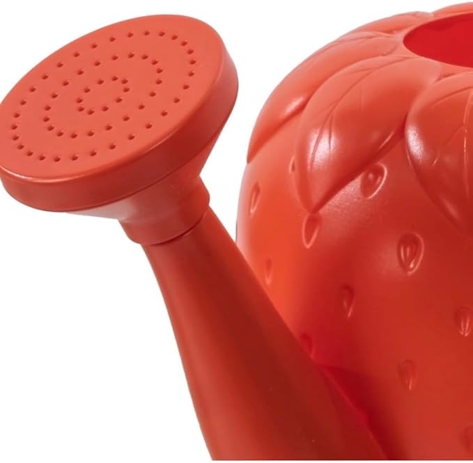 Strawberry Shaped Watering Can for Kids, Red Plastic, Novelty Garden Watering Pot with Sprinkler Head