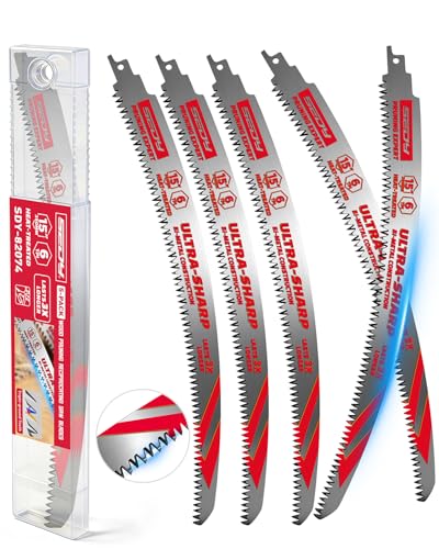 15 Inch Japanese Teeth Reciprocating Saw Blades, 6TPI Arc Edge Wood Pruning Saw Blades Set for Tree Trimming, Wood Cutting, 5 Pack
