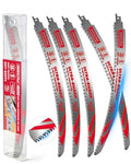 15 Inch Japanese Teeth Reciprocating Saw Blades, 6TPI Arc Edge Wood Pruning Saw Blades Set for Tree Trimming, Wood Cutting, 5 Pack