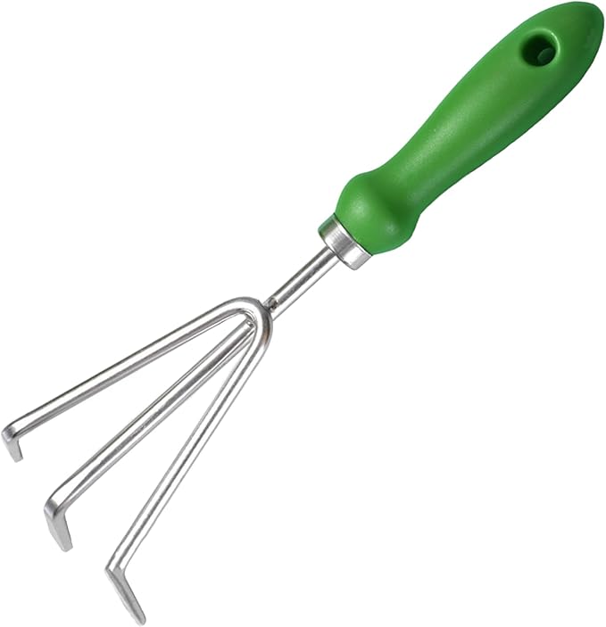 Garden Rake Soil Tiller, Stainless Steel Claw Gardening Tools with Ergonomic Handle, Bow Rake Garden Fork Hand Rake Cultivator, Great for Gardening, Cultivating, Loosening Soil, Spreading Mulch