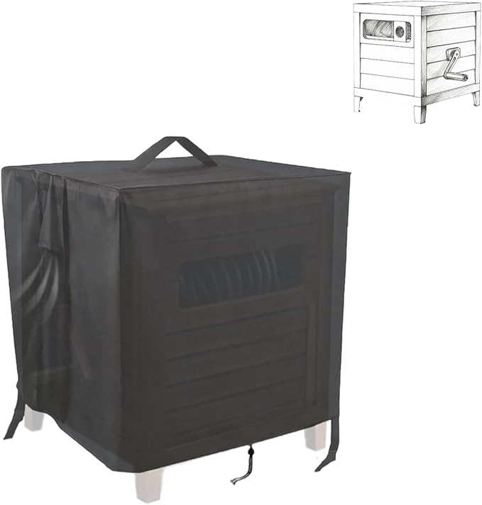 Hose Reel Box Cover,Waterproof Hoses Storage Boxes Covers for Metal Hose-Reel,Heavy Duty Garden Water Hose-Box Shield (24x24x19in,Black)