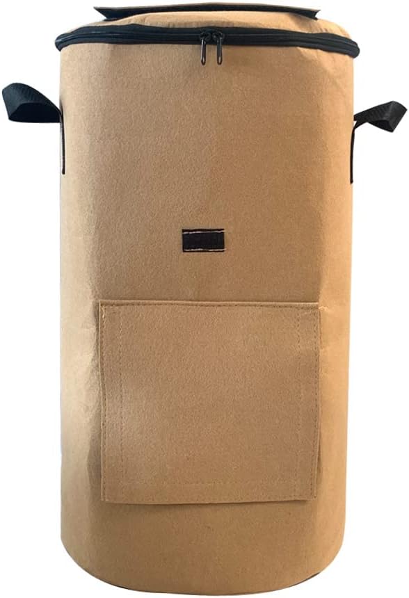 1PCS 33 Gallons Organic Compost Bag Home Garden Bag Leaf Bag Large Reuseable Heavy Duty Gardening Bags Non-Woven Foldable Garden Waste Compost Bag with Lid Handle Garden Leaf Compost Bins,Camel