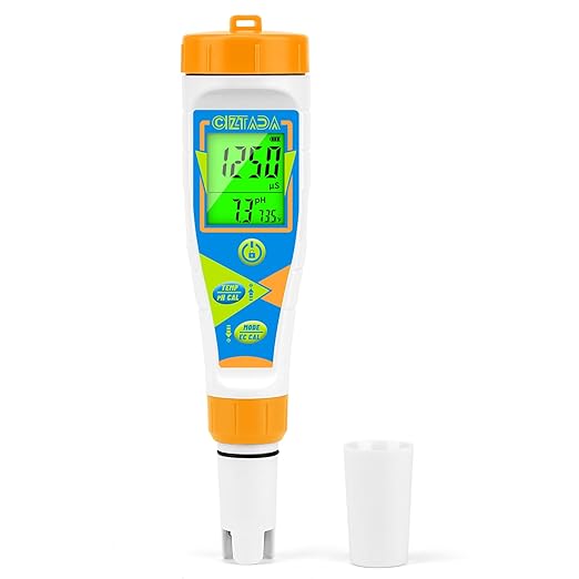 pH Meter for Water Digital EC and PPM Meter for Hydroponics Nutrient 4 in 1 pH EC TDS Temperature Tester with Large Display for Indoor Plant Grow DWC Setup Aeroponic Pool Aquarium