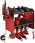 Power Tool Organizer Wall Mount with Charging Station - 4 Drill Holder with 8 Outlet Power Strip - Garage Organizer Tool Storage Rack by Stalwart