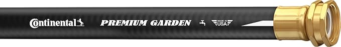 Continental Premium Garden, Black Heavy Duty Cold Water Garden Hose, 5/8in Inside Diameter x 25ft Length, Male x Female Garden Hose Thread