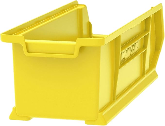 Akro-Mils 30284 Super-Size AkroBins Plastic Storage Bins, Space-Saving Stackable Bins for Garage, Classroom, Warehouse Organization, 24" L x 8" W x 7" H, Yellow, 4-Pack
