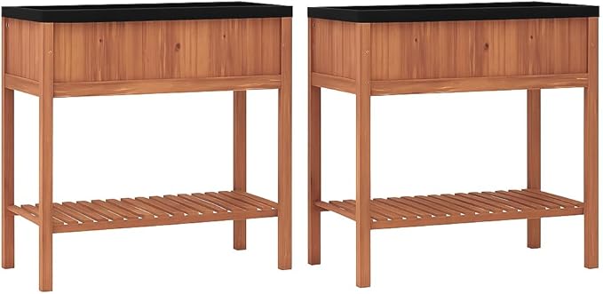 Giantex Raised Garden Bed, Wood Planter Box with Plant Stand & Black Liner, 40"x20"x39" Raised Bed for Indoor Outdoor Plants, Vegetables Flower Herbs Fruit Gardening (2,Reddish Brown)