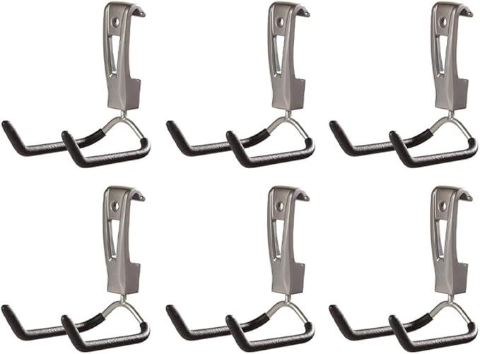 Rubbermaid Fasttrack Wall Mounted Garage Storage Utility Multi Hook for Tools, Chairs, Hose, Equipment, and Other Items, Supports 25 Lbs Each (6 Pack)