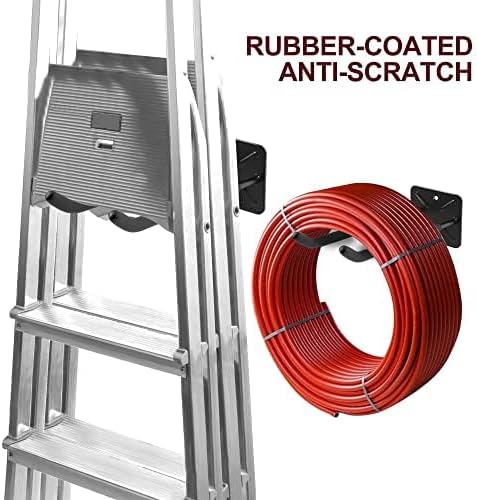 Sinoer Heavy Duty Double Garage Hooks 12.44 Inch Wall Mount Utility Hooks, Tool Organizer for Ladders, Bikes, Tires, Garden Tools & Strollers (4 Pack)