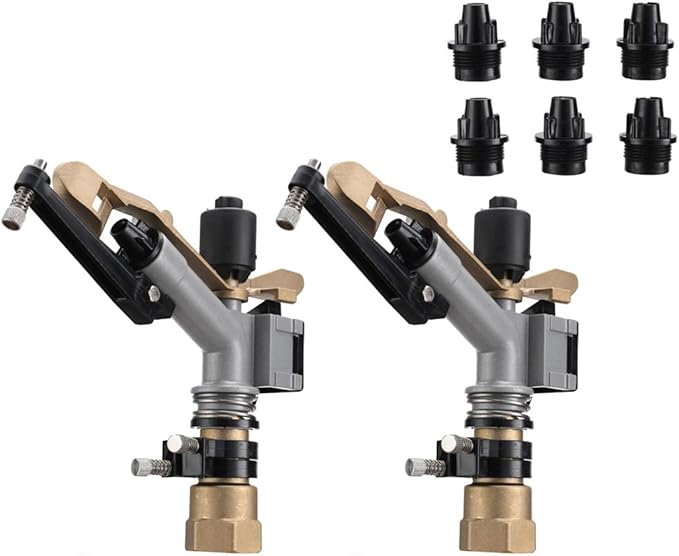 1.0" Agriculture Farm Irrigation Sprinkler Lawn Sprinkler Irrigation Spray Gun Large-Area Watering Spray 360° Rotary Farm Lawn Garden Irrigation, Pack of 2
