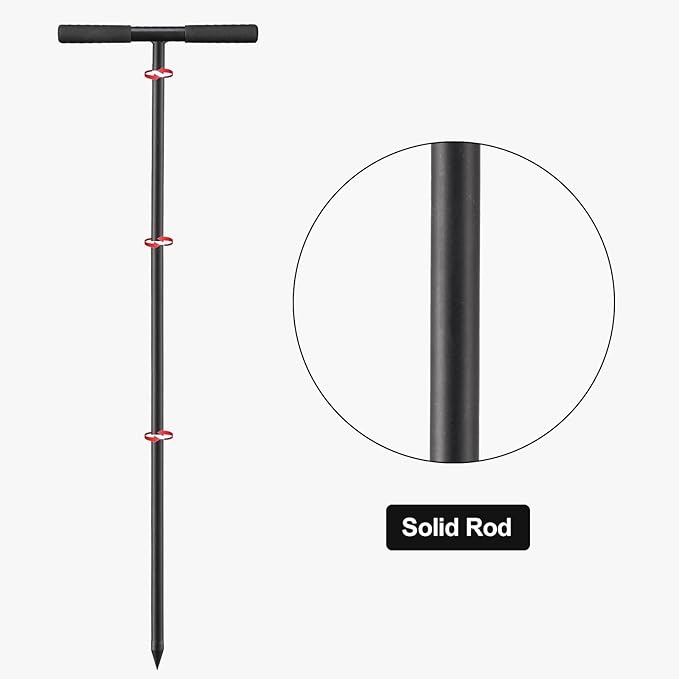 Soil Probe Rod, 48inch Adjustable Ground Rod with T-Handle - Metal Soil Probe for Plumbing Tool, Locating Septic Tank, Landscaping Garden Tool