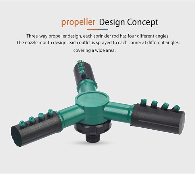360° Rotating Garden Sprinkler for Yard Automatic Lawn Sprinkler for Large Area Coverage, Adjustable Watering System for Garden, Farm, and Grass Irrigation