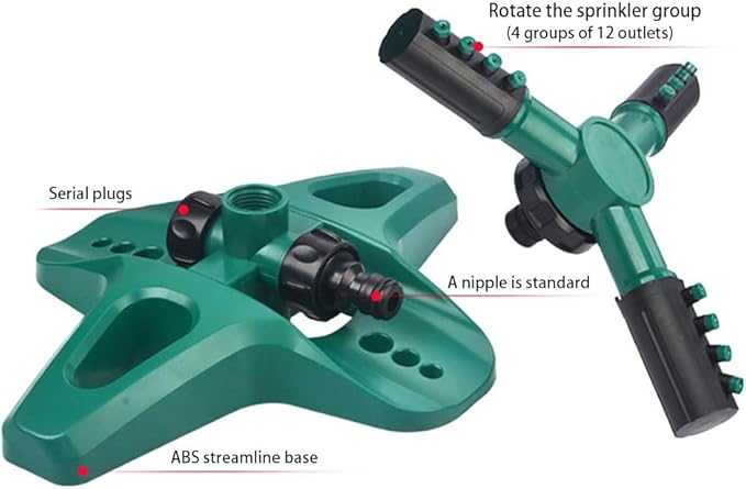 360° Rotating Garden Sprinkler for Yard Automatic Lawn Sprinkler for Large Area Coverage, Adjustable Watering System for Garden, Farm, and Grass Irrigation