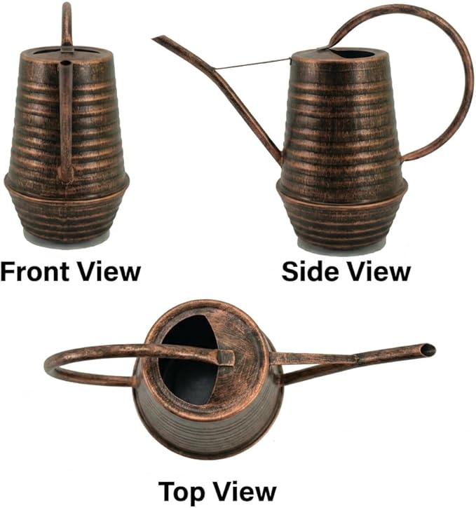 Small Watering Can, 0.3 Gallon/34oz., Copper, Galvanized, Indoor Water Can, Metal Watering Can with Long Spout, Plant Water Can for Indoor Plants